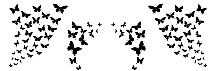 Frames of butterfly silhouettes. Vector illustration.