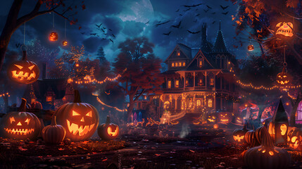 Halloween Style Poster Halloween Banner Pumpkin Monster Aspect 16:9
