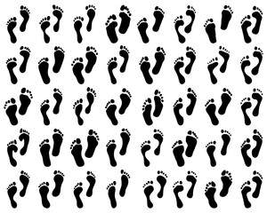 Black footprints on a white background