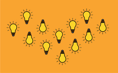 Light bulb vector illustration pattern wallpaper, electricity and light. Clip art light bulb concept art ornament. Idea art. Blackout, lights off, lights on. The light bulb illuminates the cover.