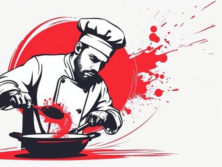 Masterful Culinary Art A CloseUp Illustration of a Chef in Action Capturing the Essence of Culinary Expertise and Passion in the Kitchen