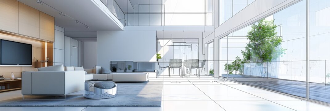 Interior home architecture project for building and renovation, highlighting contractor services