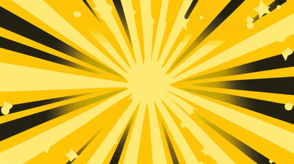 Pop Up Background. Pattern of black and yellow stripes, rays.