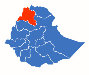 Begmender administrative divisions of the Ethiopia country