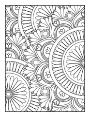 Mandala Coloring Book For Adult.  Mandala Coloring Book. Seamless vector pattern. Black and white linear drawing. coloring page for children and adults. Mandala Coloring Pages.