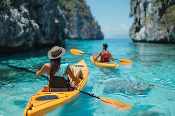 Fototapeta premium Kayaking Through a Turquoise Lagoon