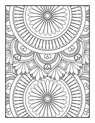 Mandala Coloring Book For Adult.  Mandala Coloring Book. Seamless vector pattern. Black and white linear drawing. coloring page for children and adults. Mandala Coloring Pages.
