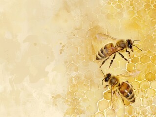 Bees gathering nectar on a bright sunny day