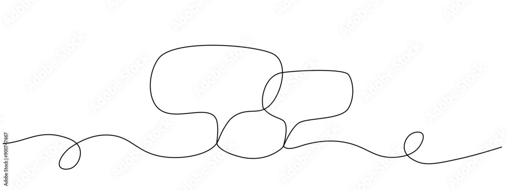 Poster two speech bubbles, dialog, continuous editable single line illustration. web concept, communication