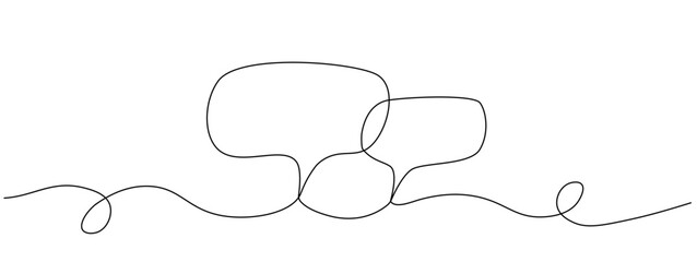 Two speech bubbles, dialog, continuous editable single line illustration. Web concept, communication cloud, empty dialog text. Minimalist single line vector illustration