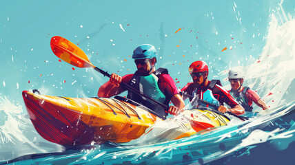 A Splash of Color: Kayakers Race Through a Dynamic Slalom Course