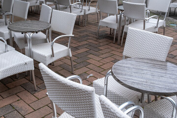 empty chairs and table outdoor.