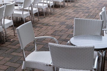 empty chairs and table outdoor.