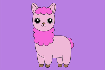 Cute Llama Vector Illustration for Graphic Design Projects High Quality, Detailed, and Versatile Artwork