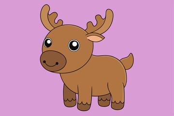 Adorable Moose Vector Graphic For Web And Print. Premium Moose Illustration Featuring Cute Design Perfect For Websites, Print Materials, Digital Content, And Creative Projects