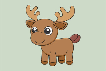 Adorable Moose Vector Graphic For Web And Print. Premium Moose Illustration Featuring Cute Design Perfect For Websites, Print Materials, Digital Content, And Creative Projects