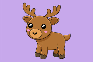 Adorable Moose Vector Graphic For Web And Print. Premium Moose Illustration Featuring Cute Design Perfect For Websites, Print Materials, Digital Content, And Creative Projects
