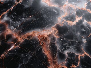 Dark and fiery marble texture with intense veins creating a dramatic and visually striking natural stone design
