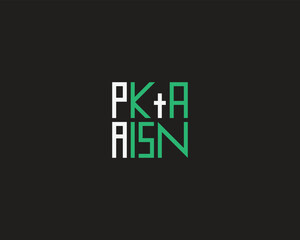 Fototapeta premium Pakistan name logo with white and green colours for company and business