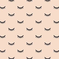 Cartoon Close Eyelashes Pattern Background