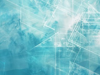 Dynamic abstract art in turquoise with geometric patterns creating a vibrant and energetic artistic piece