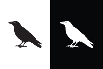 Black Crow icon silhouette. Vector of crow design. Raven silhouette Flat Icon vector illustration