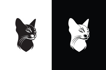 Cat icon silhouette vector. Silhouette of cat on white black background