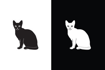 Obraz premium Cat icon silhouette vector. Silhouette of cat on white black background.