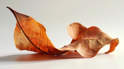 Curled dried leaf on clean background