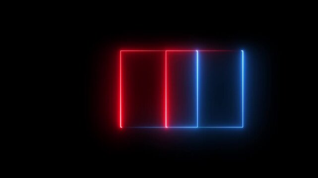 abstract glowing neon rectangle frame animation background .