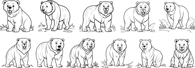Short Faced Bear hand drawing coloring page and outline vector design
