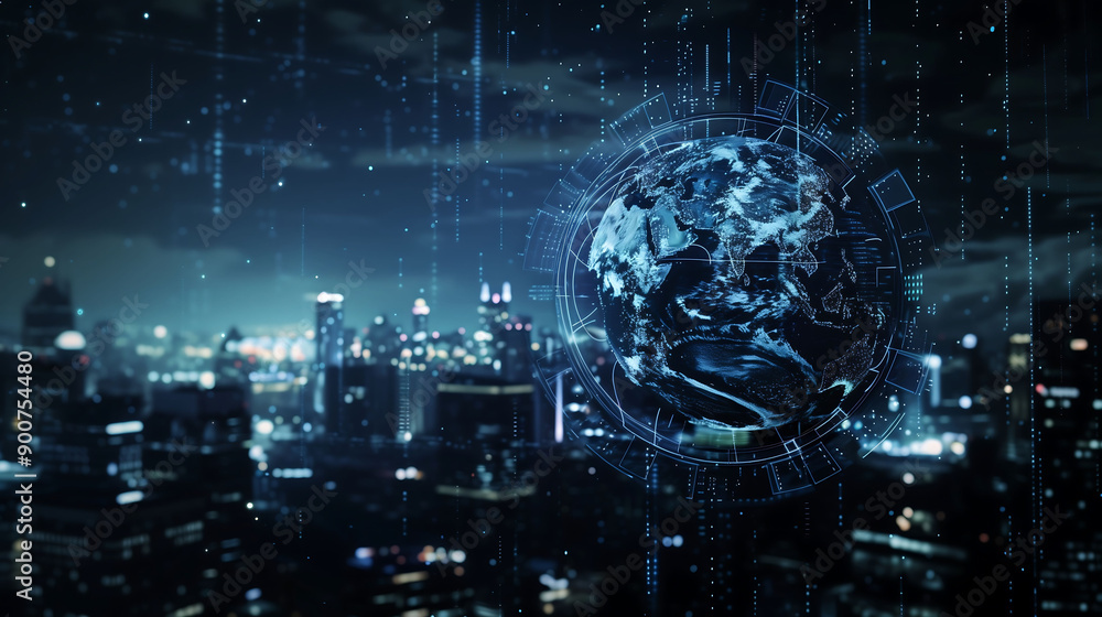 Poster global connection and the internet network alteration in smart city concept. generative ai