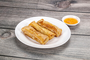 Traditional crispy fried stuffed springroll