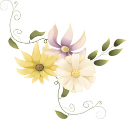 Vector garden flowers arrangement bouquet illustration