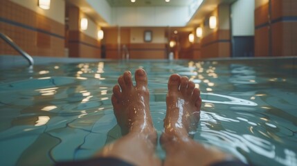 Relaxing in the pool. AI.