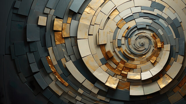 Spiral Grey and Beige - abstract, geometric, spiral, gold, silver, blue, metallic, circular, pattern, texture, design, modern, artistic, decorative, futuristic