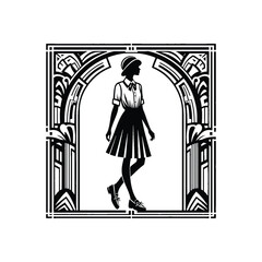 woman wearing retro fashion preppy outfit featuring a collared shirt A line skirt and loafers