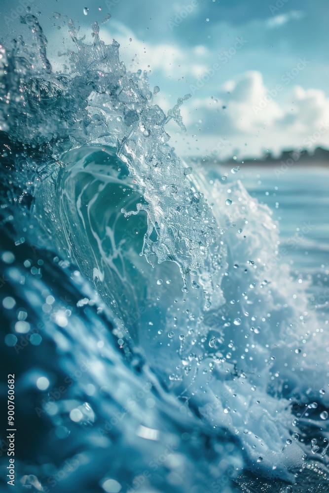 Canvas Prints A close-up of a wave crashing in the ocean. AI.