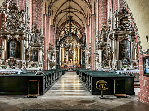 Chelmno, Poland, May 6, 2024: The parish church of the Assumption of the Blessed Virgin Mary in Chelmno