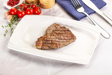 Grilled marble beef steak with sauce