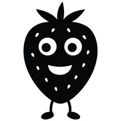 Fototapeta premium funny Strawberry cartoon character, vector silhouette, isolate white background. 