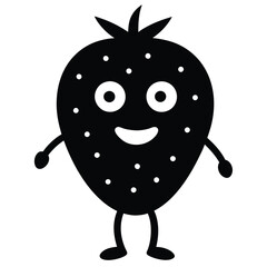 Fototapeta premium funny Strawberry cartoon character, vector silhouette, isolate white background. 