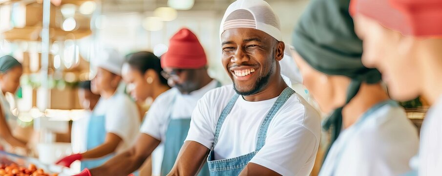 Multi Racial Communities volunteer food drive bustle service multiracial donate