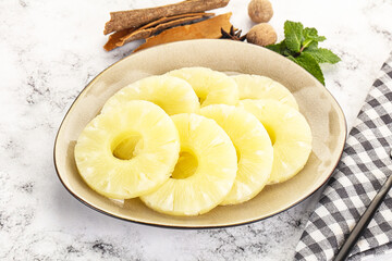 Sweet Canned pineapple in the bowl