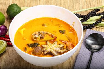 Thai Tom Yum soup with seafood