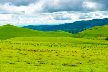 Fototapeta premium Picturesque green hills in cloudy weather. Caucasus