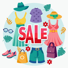 vector image of summer discount on women's clothing