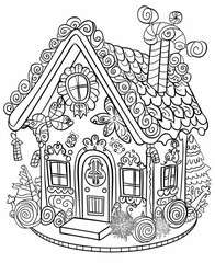 Fototapeta premium Christmas-themed coloring page for kids in cartoon style, perfect for holiday fun