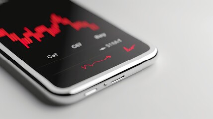 A close-up of a stock trading app with buy and sell buttons highlighted