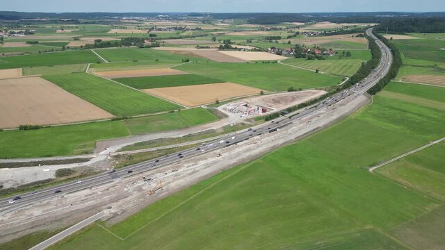 Neubau des Autobahnkreuzes der A6 und A7 bei Feuchtwangen